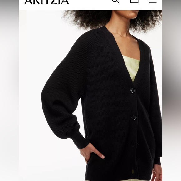 Babaton Sweaters - Babaton Aritzia Black Bespoke Knit Cardigan Buttons XL